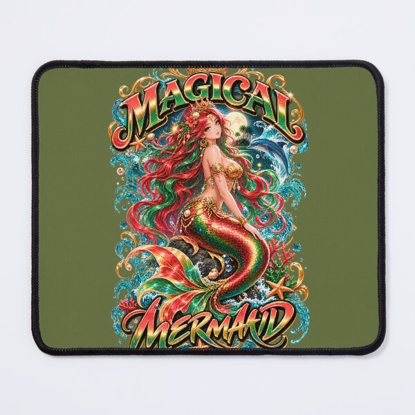 Item preview, Magical Mermaid Queen with Crown and Dolphin Ocean Fantasy Art designed and sold by digitalbob60.