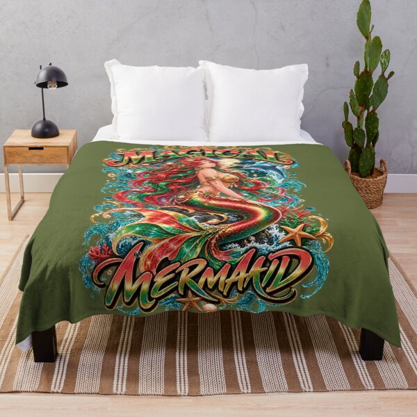 Item preview, Magical Mermaid Queen with Crown and Dolphin Ocean Fantasy Art designed and sold by digitalbob60.