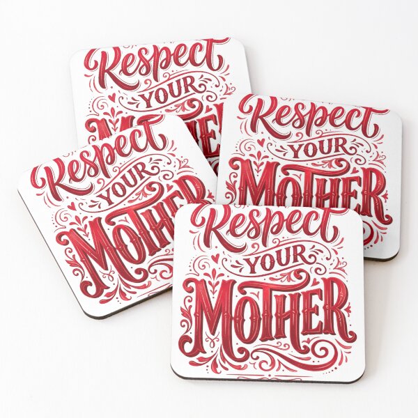 Item preview, Respect Your Mother - Vintage Red Typography & Floral Swirls designed and sold by Xeneros.