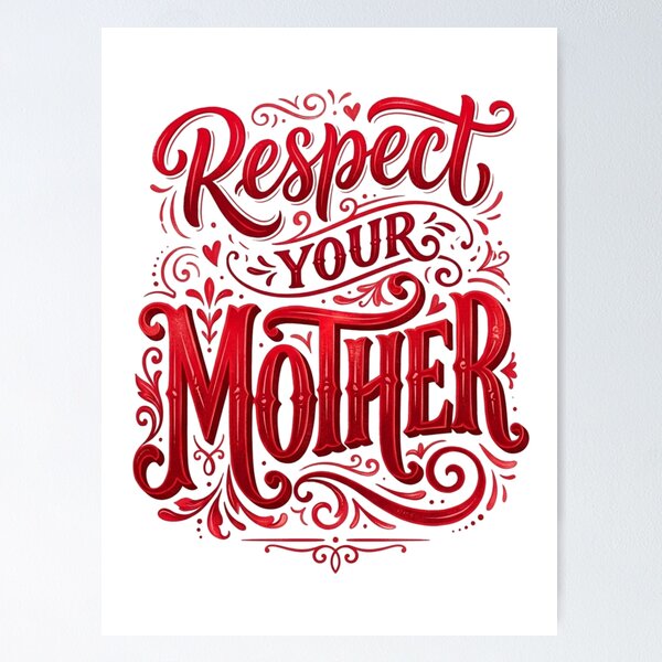 Item preview, Respect Your Mother - Vintage Red Typography & Floral Swirls designed and sold by Xeneros.