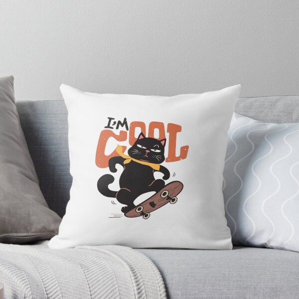 Item preview, Grumpy Black Cat Skateboarding – Funny Cat Skater Retro Design designed and sold by anemiche.