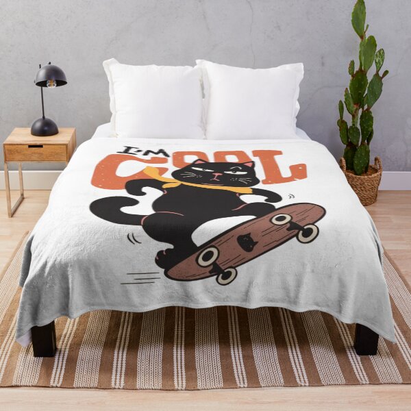 Item preview, Grumpy Black Cat Skateboarding – Funny Cat Skater Retro Design designed and sold by anemiche.