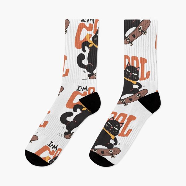 Item preview, Grumpy Black Cat Skateboarding – Funny Cat Skater Retro Design designed and sold by anemiche.