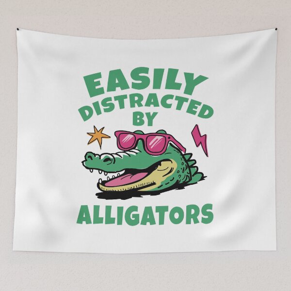Item preview, Easily Distracted By Alligators - 90s Retro Gator Head designed and sold by Dmetalx Art Apparel.
