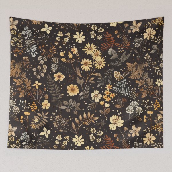 Item preview, Moody Dark Academia Botanical Pattern Vintage Autumn Wildflowers designed and sold by scicilysimonee.