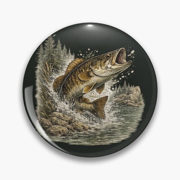 Item preview, Vintage Smallmouth Bass – Premium Freshwater Fishing Illustration designed and sold by Northbound Trail.