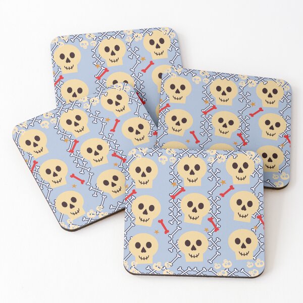 Item preview, Cute Halloween Skulls and Bones Teal Pattern designed and sold by MTNADJE.