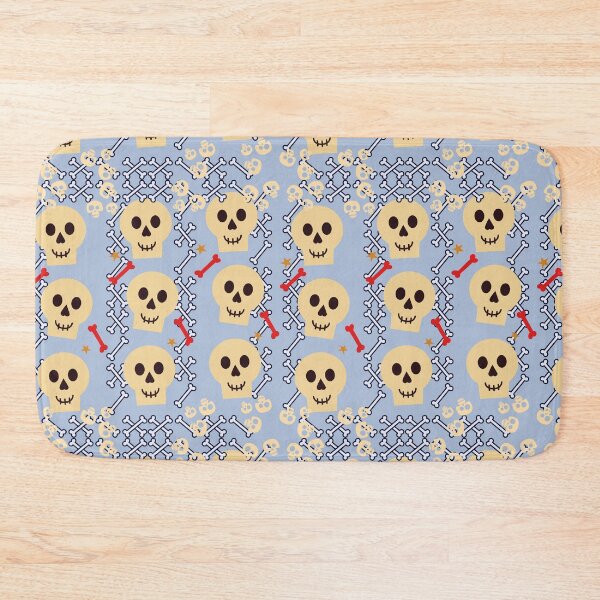 Item preview, Cute Halloween Skulls and Bones Teal Pattern designed and sold by MTNADJE.