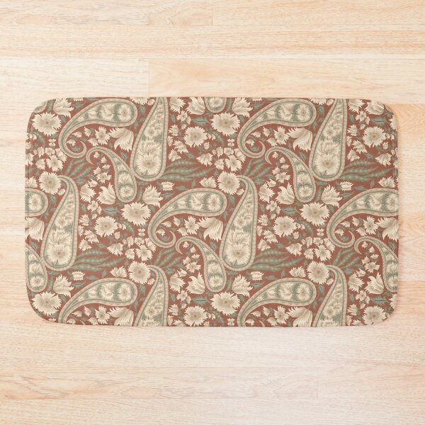 Item preview, Terracotta Floral Paisley Pattern Vintage Boho Botanical Fabric Large designed and sold by DropRomance.
