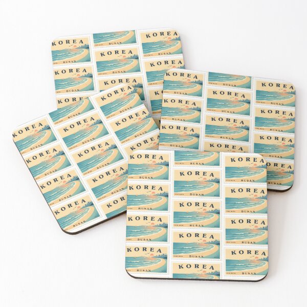 Item preview, Vintage Busan Korea Postage Stamp Beach Coastal Vector designed and sold by Shutter-Dragon.