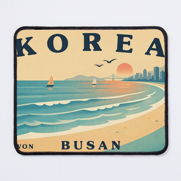 Item preview, Vintage Busan Korea Postage Stamp Beach Coastal Vector designed and sold by Shutter-Dragon.