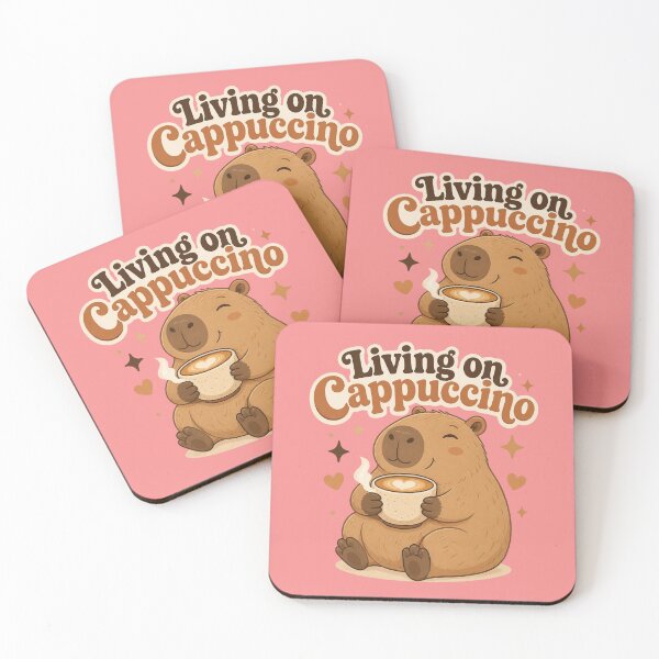Item preview, Living on Cappuccino Cute Capybara Coffee Lover designed and sold by Créative touche .