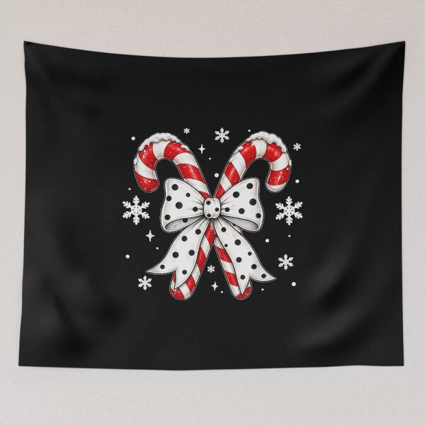 Item preview, Christmas Candy Cane Coquette Bow Snowflakes designed and sold by GenioFin.
