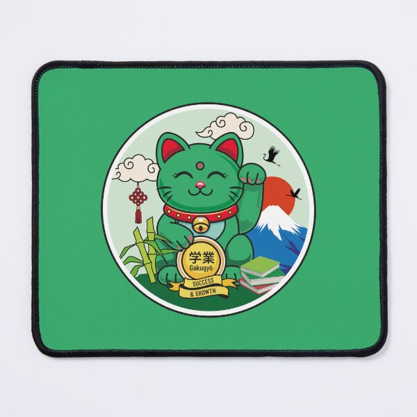 Item preview, Green Maneki Neko with Closed Eyes – Success designed and sold by Vector Woofs.
