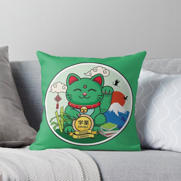 Item preview, Green Maneki Neko with Closed Eyes – Success designed and sold by Vector Woofs.