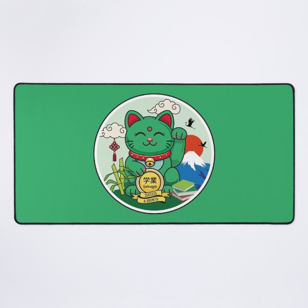 Item preview, Green Maneki Neko with Closed Eyes – Success designed and sold by Vector Woofs.