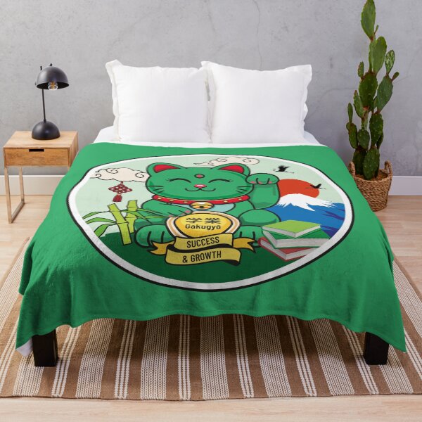 Item preview, Green Maneki Neko with Closed Eyes – Success designed and sold by Vector Woofs.