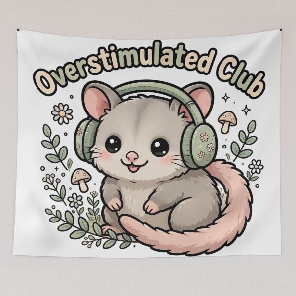 Item preview, Overstimulated Club - Cute Opossum designed and sold by DkSpirit.