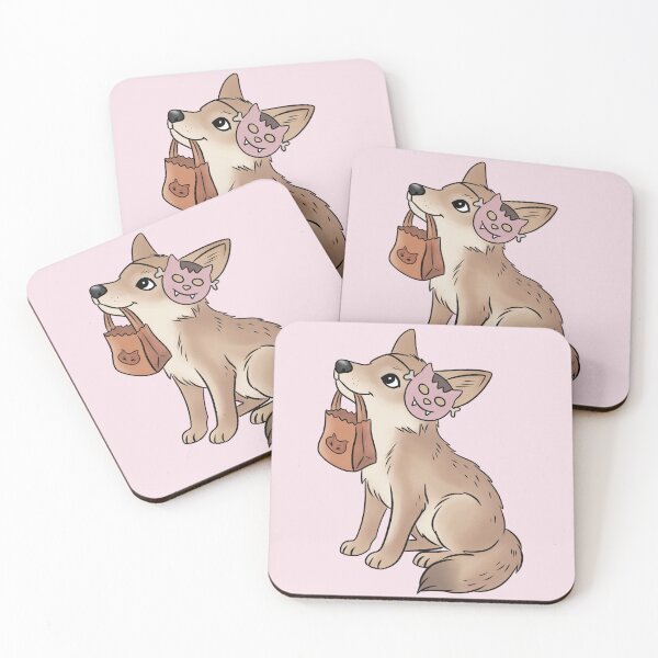 Item preview, Coyote Pup Trick-or-Treating Sticker, Texas Wildlife Halloween Art designed and sold by Ink & Kind Studio.