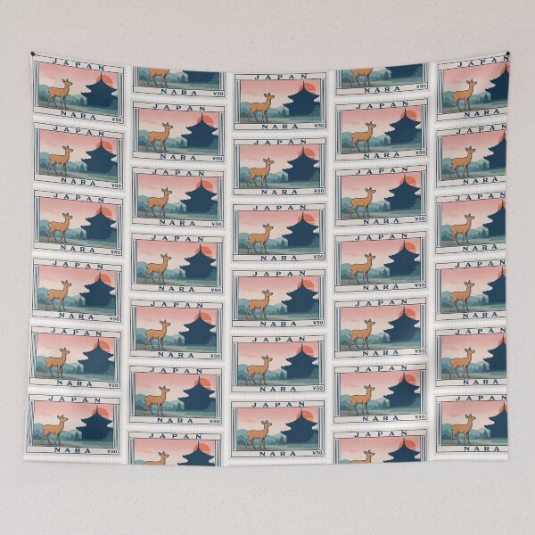 Item preview, Vintage Nara Japan Postage Stamp Deer Temple Vector designed and sold by Shutter-Dragon.
