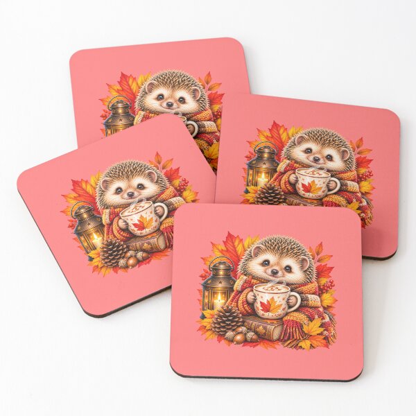 Item preview, Cozy Autumn Hedgehog Coffee – Fall Leaves & Hygge designed and sold by Tianjie-Yishu.