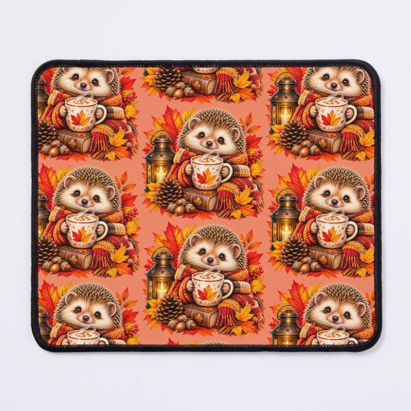 Item preview, Cozy Autumn Hedgehog Coffee – Fall Leaves & Hygge designed and sold by Tianjie-Yishu.