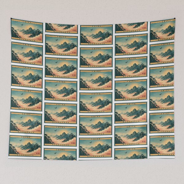 Item preview, Vintage Huangshan China Postage Stamp Yellow Mountain Vector designed and sold by Shutter-Dragon.