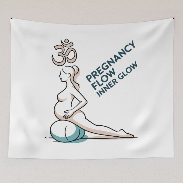 Item preview, Pregnancy Flow Inner Glow Beige Teal Artwork designed and sold by 108stillness.