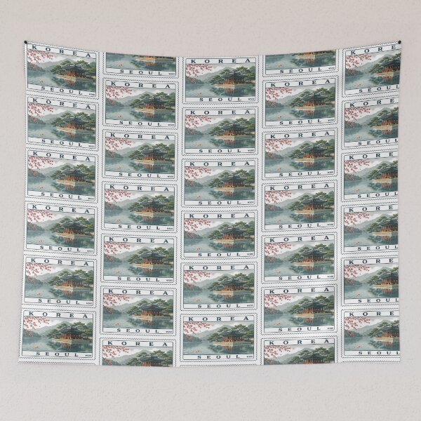 Item preview, Vintage Seoul Korea Postage Stamp Palace Pavilion Vector designed and sold by Shutter-Dragon.