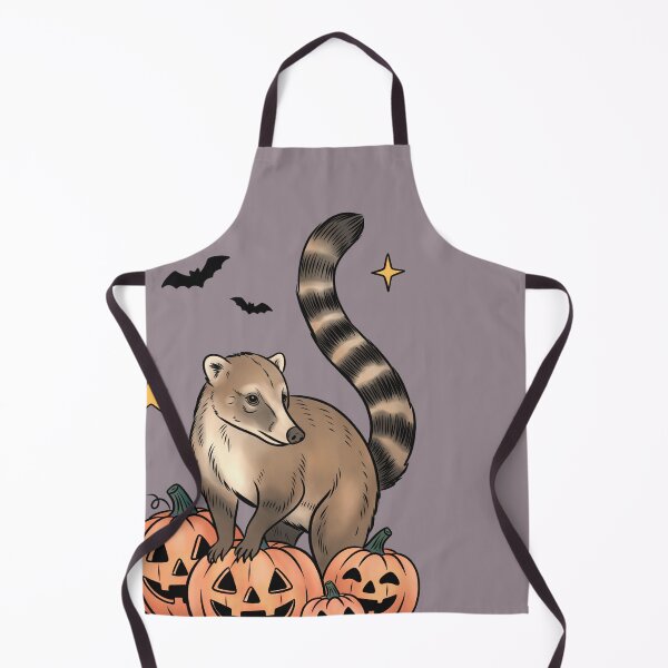 Item preview, White-Nosed Coati with Jack-o-Lanterns Sticker, Texas Wildlife Halloween Art designed and sold by Ink & Kind Studio.