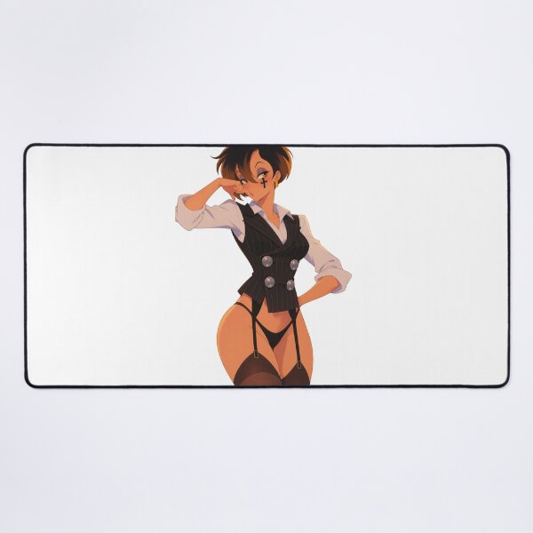 Item preview, Pinstripe Vest Office Girl Cross Tattoo - Retro 90s Style designed and sold by Hollow Moon Studios..