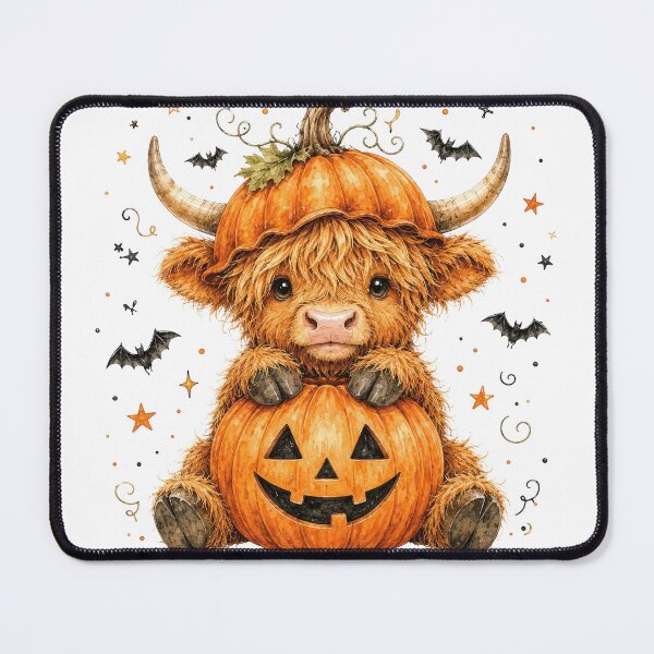 Item preview, Highland Cow Halloween | Pumpkin Hat Jack-O-Lantern Bats & Stars Cute Fall Design designed and sold by Uniquememorable.