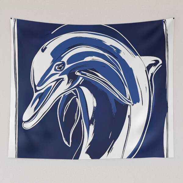 Item preview, Dolphin - Blue Abstract Art designed and sold by shadow-bloom.
