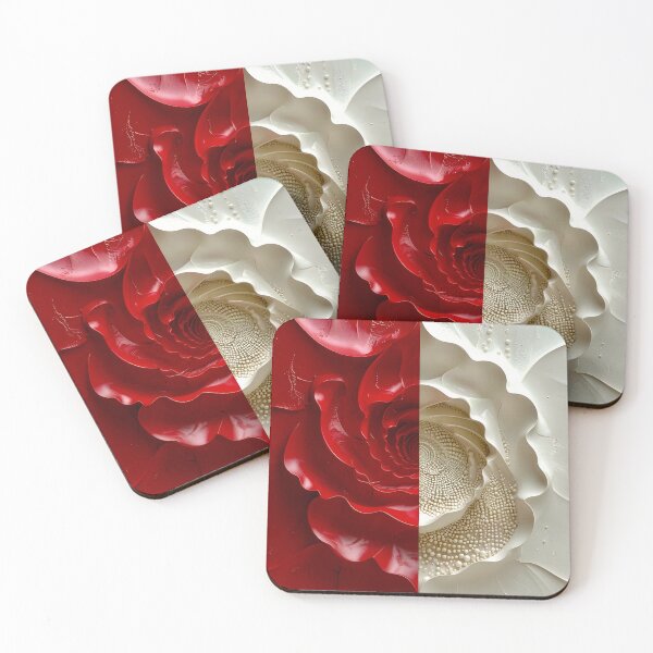 Item preview, Ruby Red and Ivory Porcelain Waves designed and sold by Vicky Brago-Mitchell®.