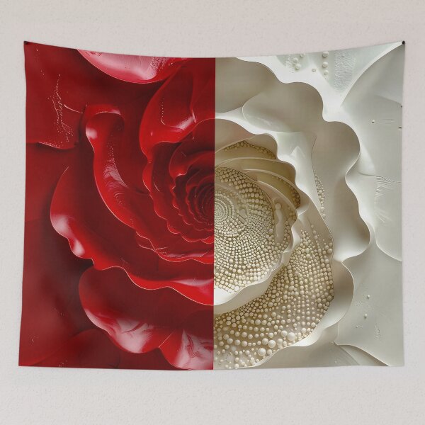 Item preview, Ruby Red and Ivory Porcelain Waves designed and sold by Vicky Brago-Mitchell®.