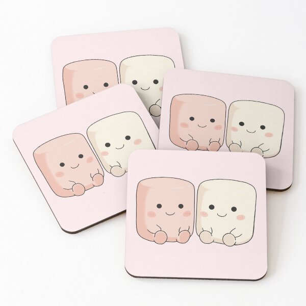 Item preview, Adorable Whimsical Pink and White Smiling Marshmallows designed and sold by Crayon Cup.