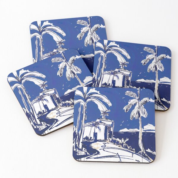 Item preview, Dominica landscape - Blue Abstract Art designed and sold by shadow-bloom.