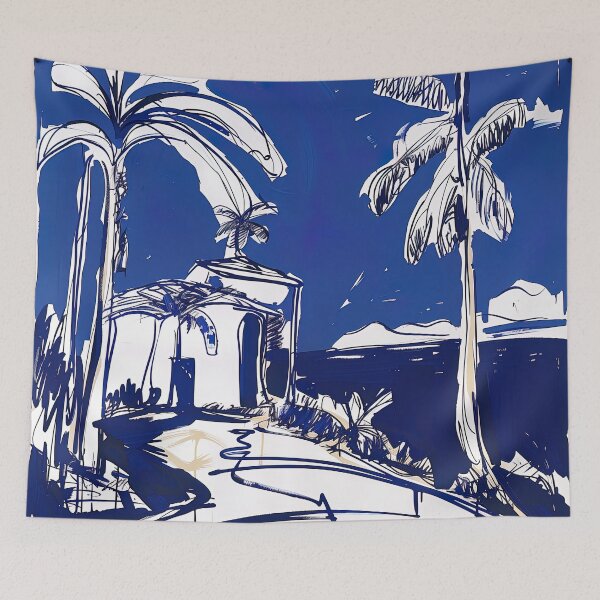 Item preview, Dominica landscape - Blue Abstract Art designed and sold by shadow-bloom.
