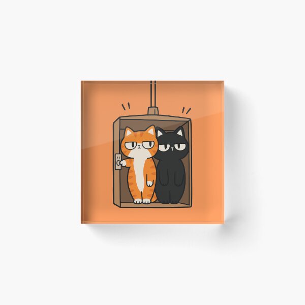 Item preview, Two Cats in a Box Orange Tabby and Black Cat designed and sold by MewMade.