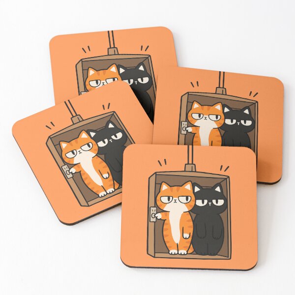 Item preview, Two Cats in a Box Orange Tabby and Black Cat designed and sold by MewMade.