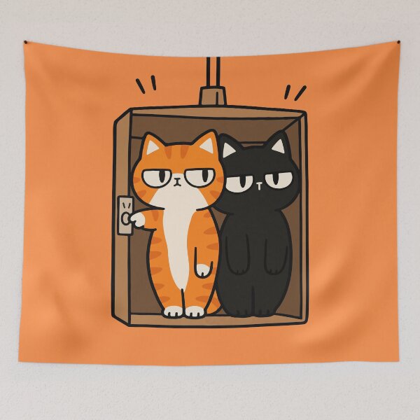 Item preview, Two Cats in a Box Orange Tabby and Black Cat designed and sold by MewMade.
