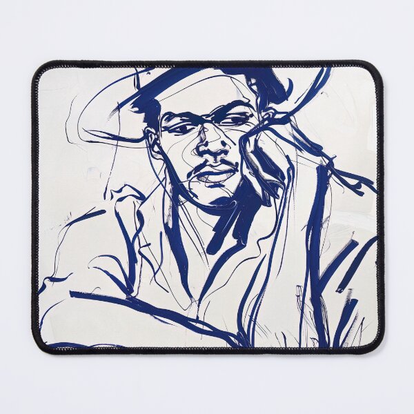 Item preview, Dominican man, portrait - Blue Abstract Art designed and sold by shadow-bloom.