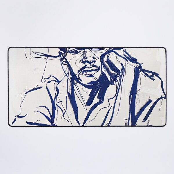 Item preview, Dominican man, portrait - Blue Abstract Art designed and sold by shadow-bloom.
