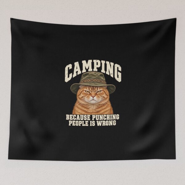 Item preview, Camping Because Punching People Is Wrong – Funny Grumpy Cat Outdoor Design designed and sold by Freeform Studio.