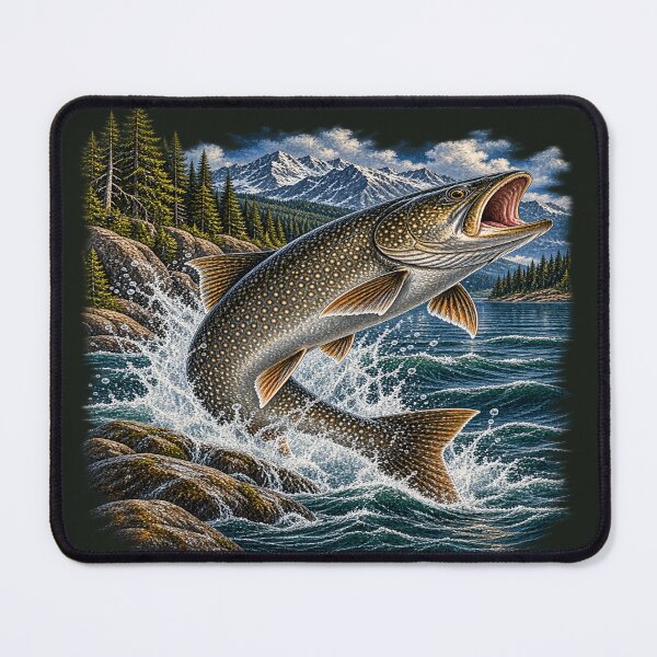 Item preview, Lake Trout Fishing – Trophy Lake Trout Wilderness Illustration designed and sold by Northbound Trail.