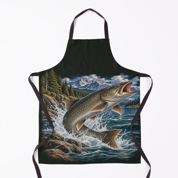 Item preview, Lake Trout Fishing – Trophy Lake Trout Wilderness Illustration designed and sold by Northbound Trail.