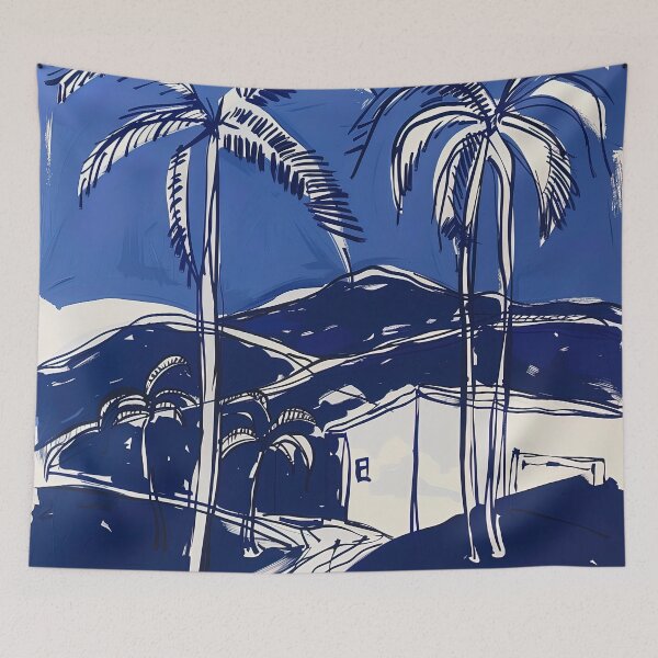 Item preview, Dominican Republic - landscape - Blue Abstract Art designed and sold by shadow-bloom.