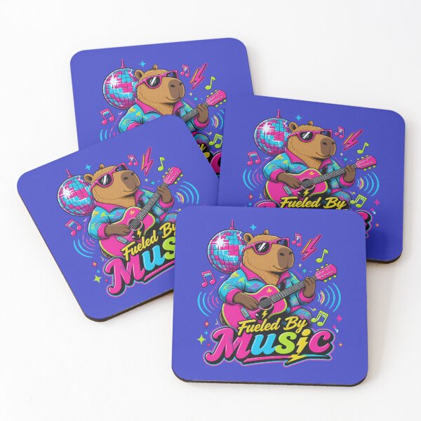 Item preview, Fueled By Music Retro 80s Capybara Guitar designed and sold by Créative touche .