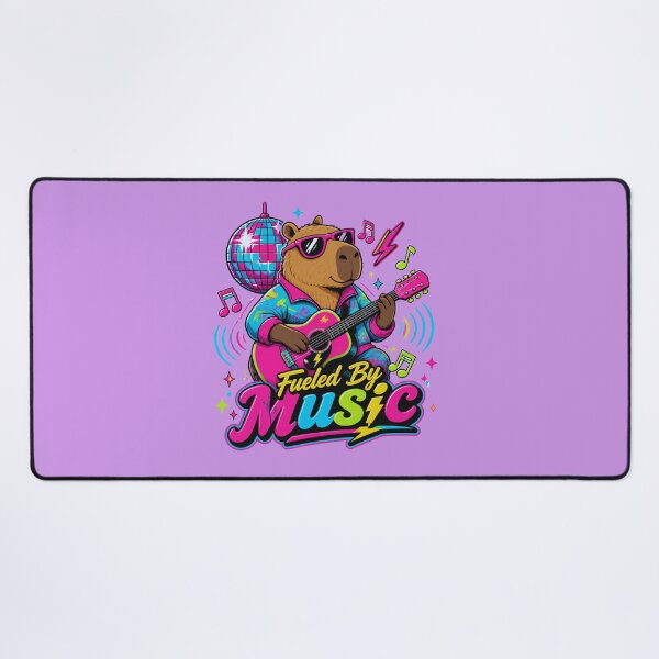 Item preview, Fueled By Music Retro 80s Capybara Guitar designed and sold by Créative touche .