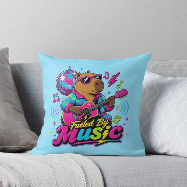 Item preview, Fueled By Music Retro 80s Capybara Guitar designed and sold by Créative touche .